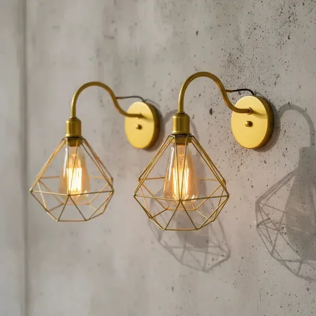 Arandela De Parede Pendente Luminária Aramado Diamante Retrô