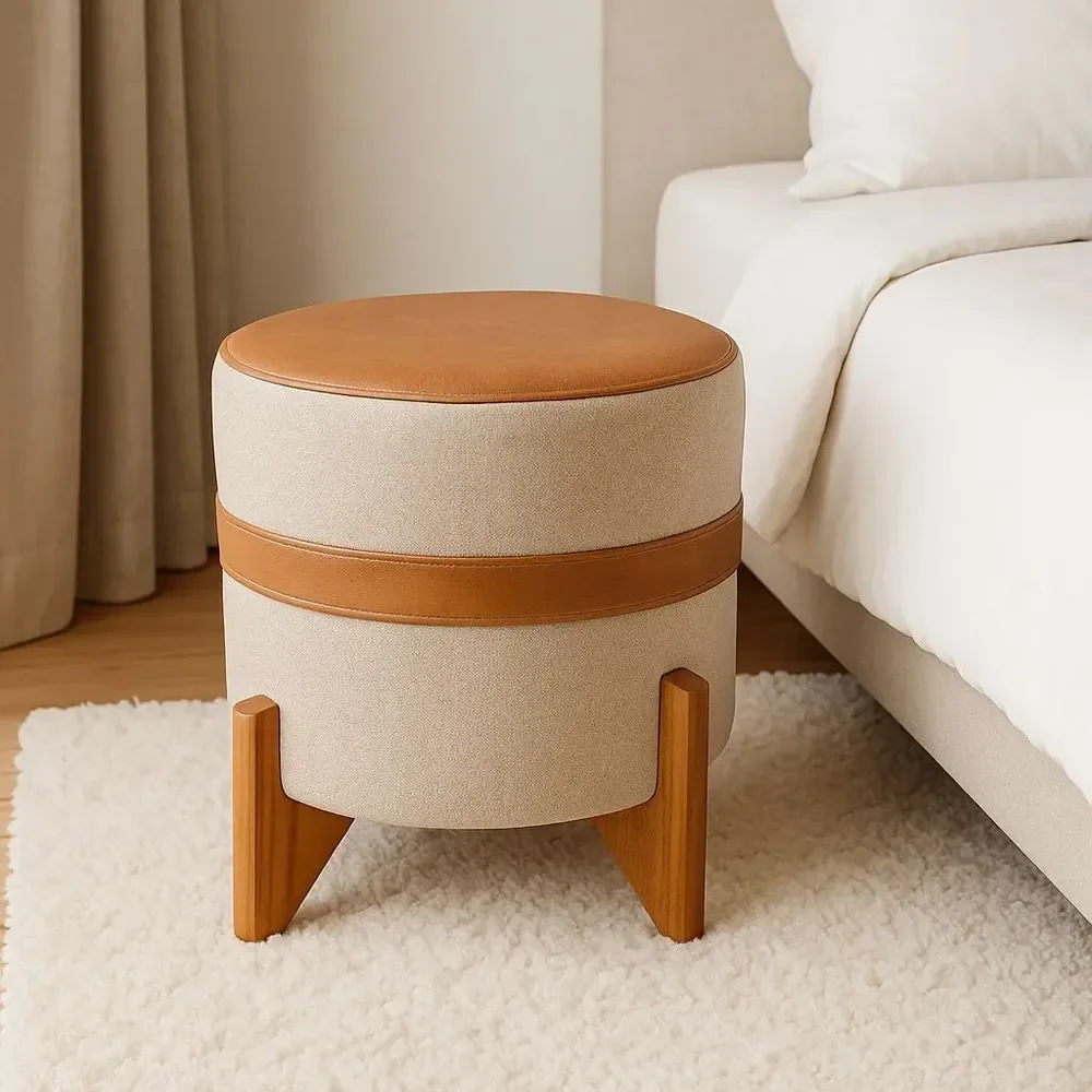 Puff Decorativo Sala Quarto Confortável Moderno Premium Pufe Nude