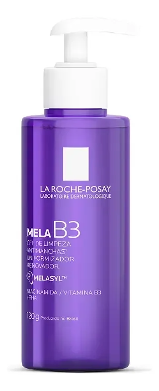 Gel de Limpeza Facial Antimanchas Uniformizador com Melasyl, Niacinamida e PHA, Limpa Profundamente e Uniformiza o Tom da Pele, Mela B3 La Roche-Posay, 120g