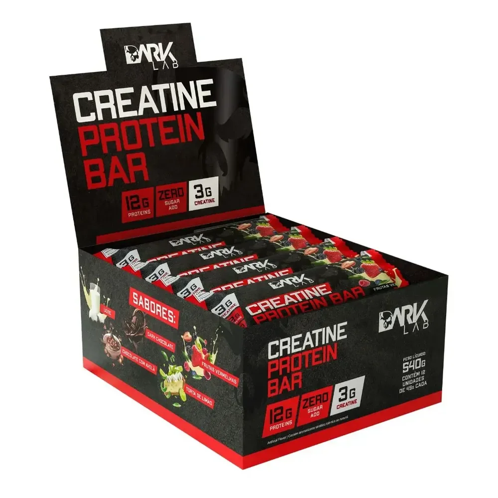 Creatine Protein Bar 12 Un 45g Dark Lab Sabor Frutas Vermelhas