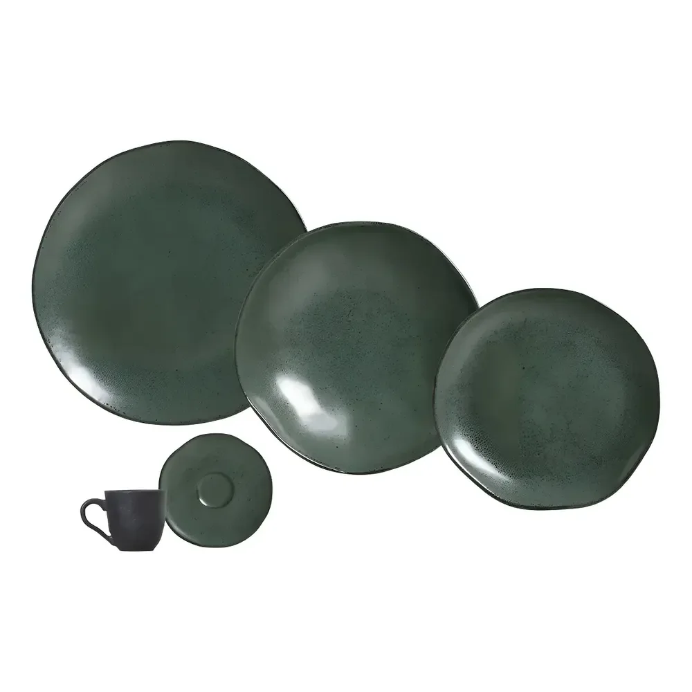 Aparelho De Jantar 30 Peças Porto Brasil Arauco Stoneware Verde Orgânico Arauco