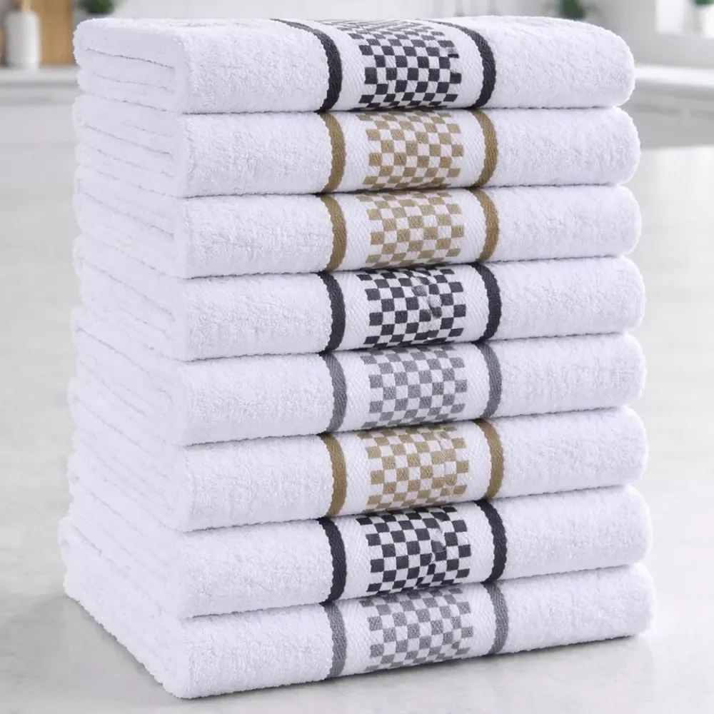 Kit 10 Panos De Prato Felpudo Atoalhado Premium Luxo 40x60 Multicolorido Quadriculado