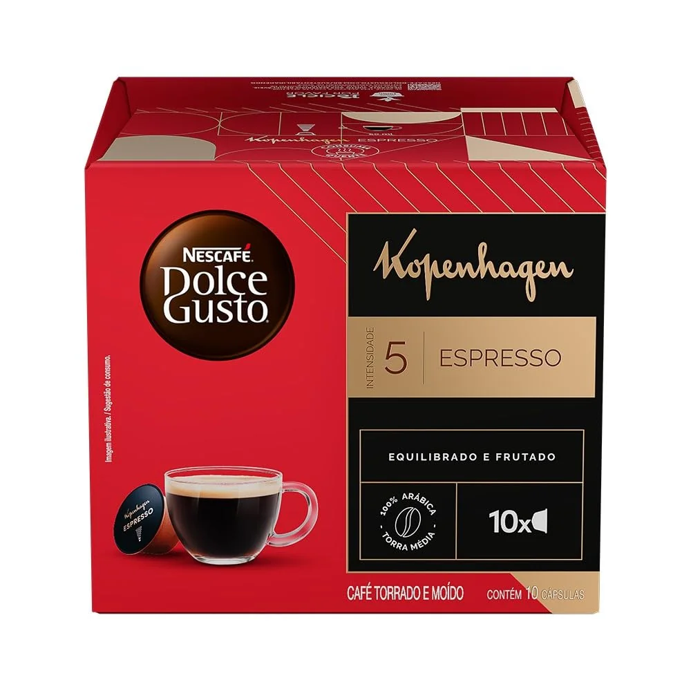 Café em Cápsula Torrado e Moído Kopenhagen Espresso Nescafé Dolce Gusto Caixa 60g 10 Unidades
