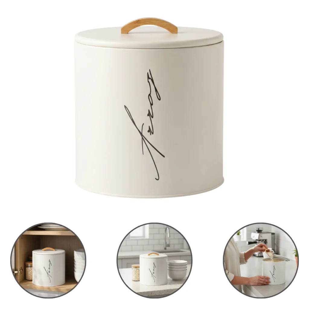 Pote Hermético Mantimentos Lata Alça Bambu Arroz 5 Kg