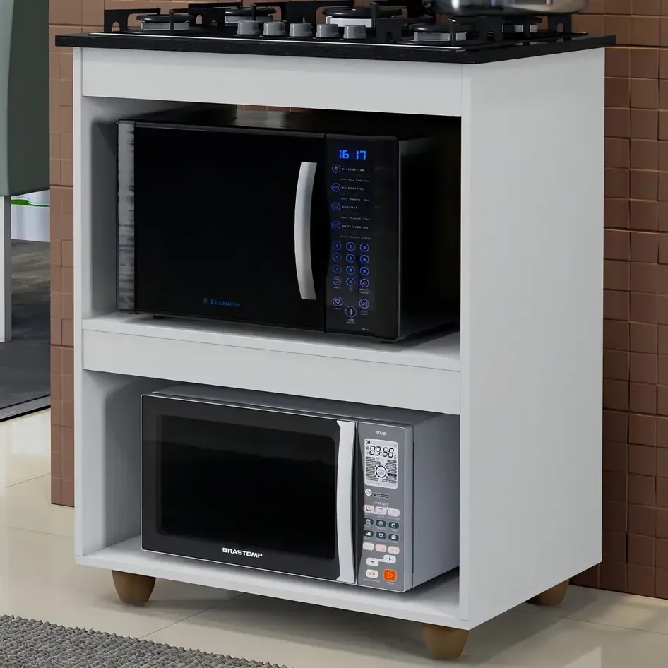 Balcão Para Cooktop 5 Bocas Turim De Mdp Branco Kaiki Móveis