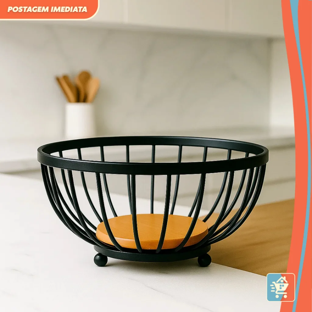 Fruteira de Mesa Estrutura em Ferro e MDF – Design Elegante, Durável e Funcional