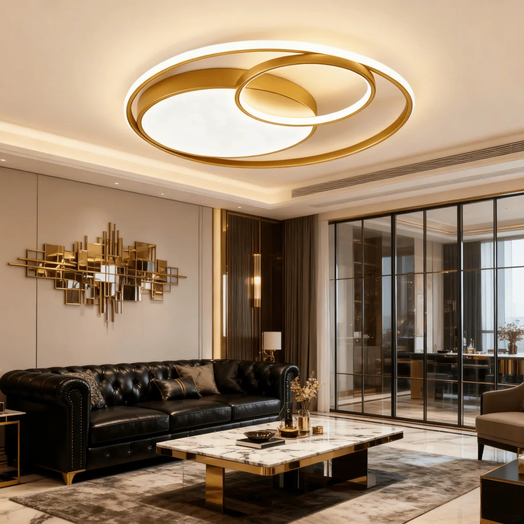 Luminária de LED de Sobrepor Circular Bivolt 3 Cores Com Luz Central Dupla Lustre de teto