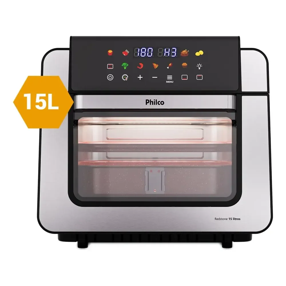 Air Fryer Oven Philco Paf15b 15l Dupla Resistência 1800w Preto 127v