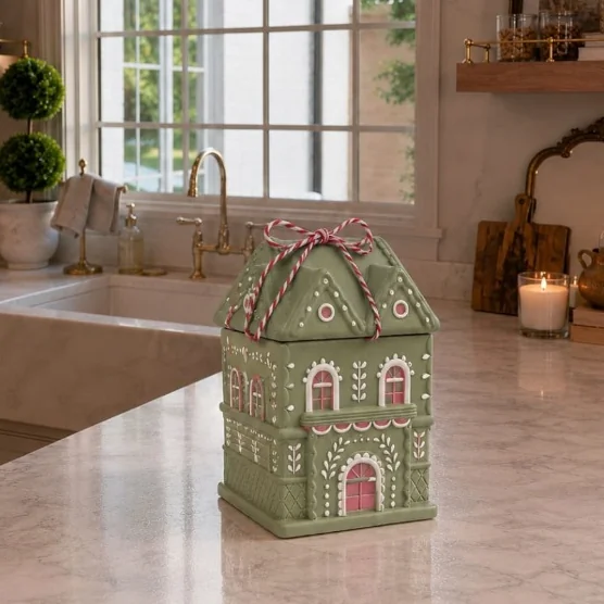 Casa ginger Verde Fúcsia - Bomboniere em Gesso para Decoração cozinha, Prateleiras em geral – Tam P