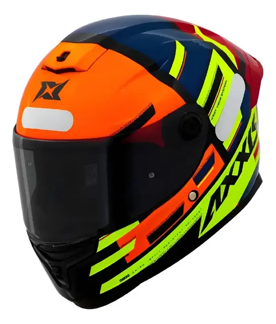 Capacete Axxis Hummer Pipe A3 Azul Amarelo Com Aerofolio New