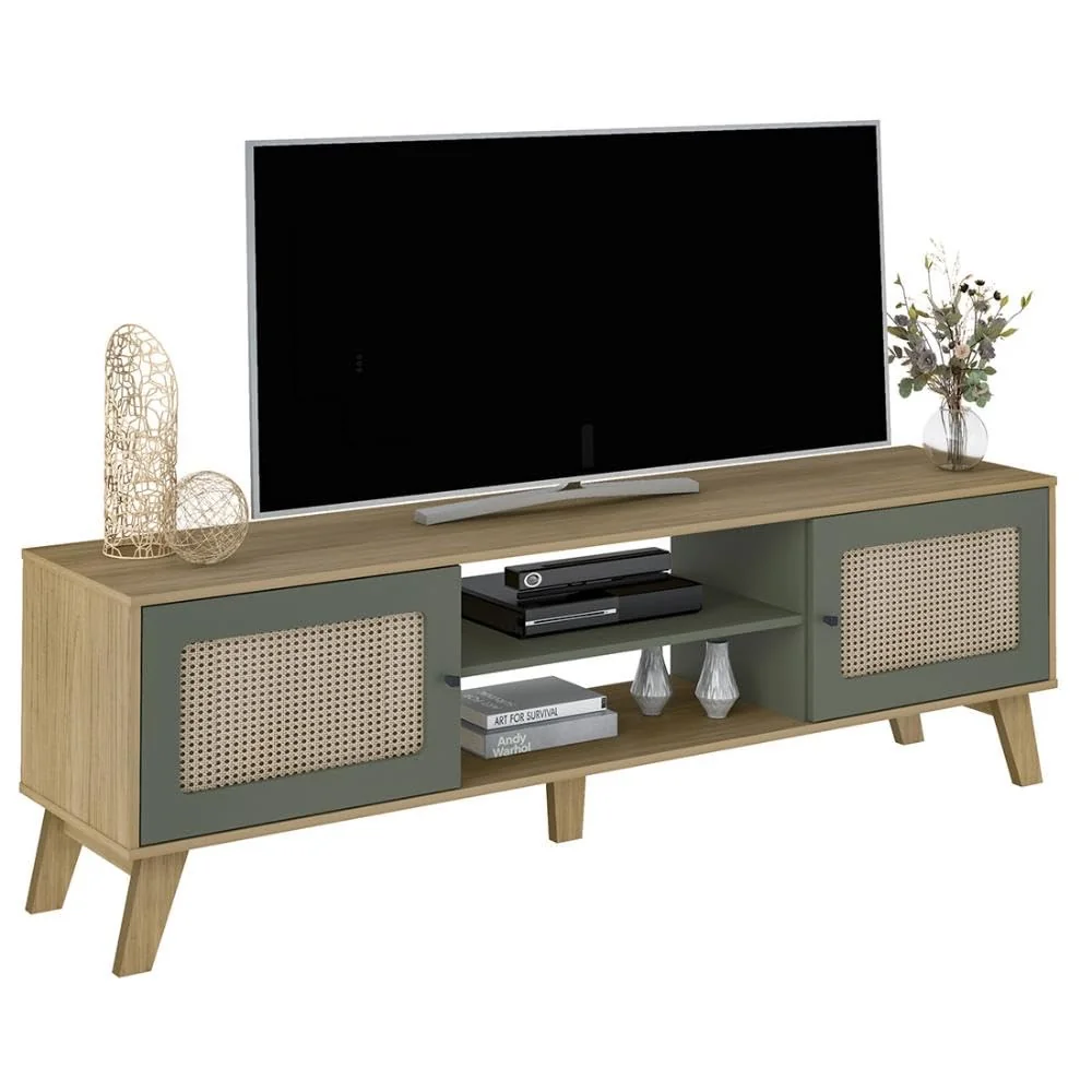 Rack para TV até 75" CHARLOTTE Artely | com 2 portas de abrir, cor Carvalho c/Menta