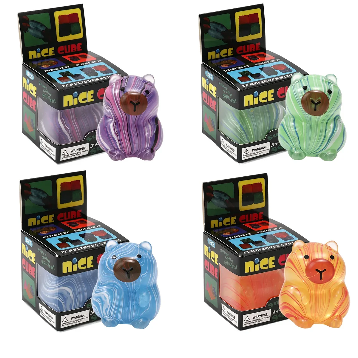 Conjunto de 12 Brinquedos Squishy de Capivara com Recheio de Maltose TPR, 4 Cores Sortidas, de Subida Lenta, para Alívio do Estresse, Caixa Surpresa