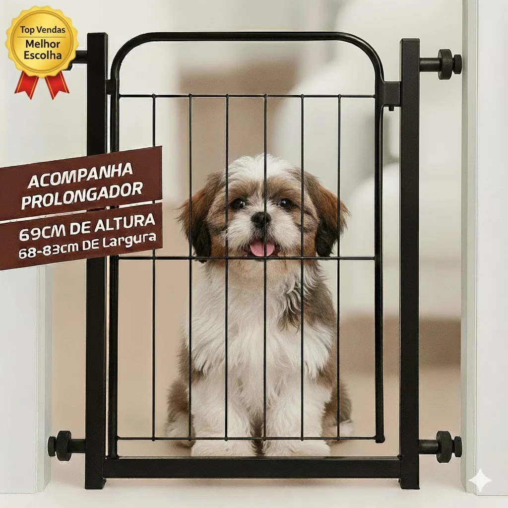 Portão Pet de Proteção Para Cães Com Trava Click