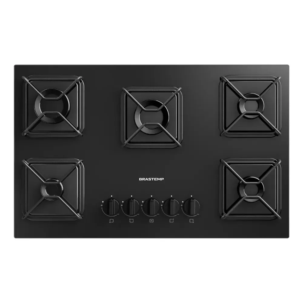 Cooktop Brastemp A Gás 5 Bocas Com Grades De Ferro - Bds75ae Preto 127/220v