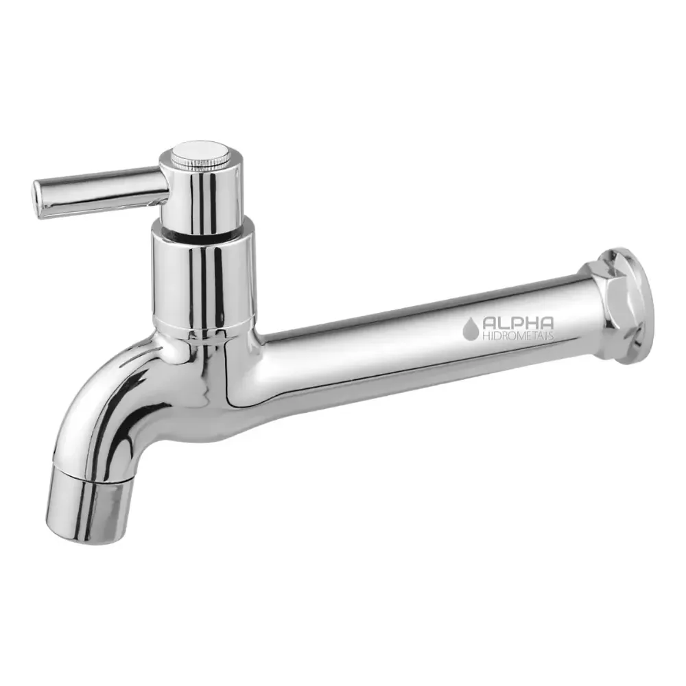 Torneira Tanque Jardim Cozinha Parede Abs 1058 C-72 ¼ Vol. º Acabamento Cromo Brilhante Cor Prateado Marca: Alpha Hidrometais Cromado Brilhante