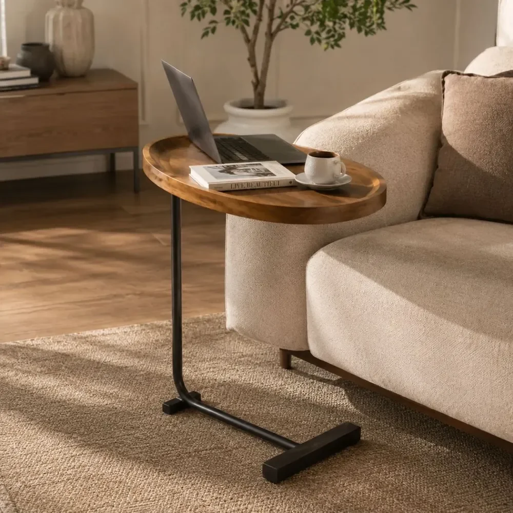 Mesinha Lateral Apoio De Canto Cama Sofá Notebook E Leitura Mesa Oval