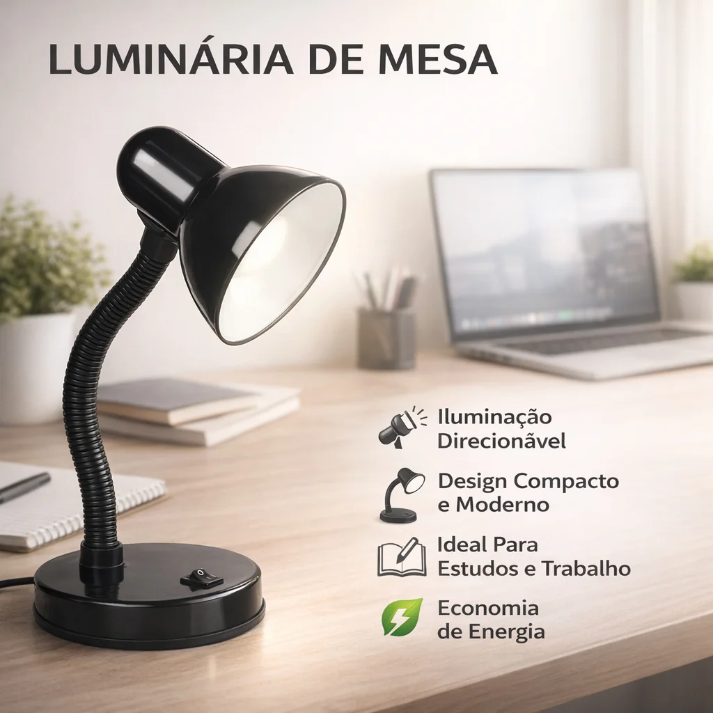 Luminaria Mesa Abajur LED Flexivel Dobravel Articulavel Mini Pixar Escritorio Leitura Estudo
