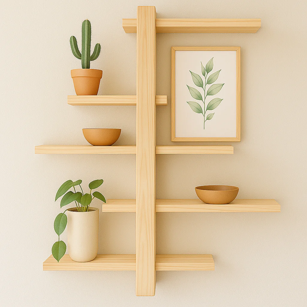 Rack Prateleira Suspensa Nicho C/5 Andar Madeira Maciça Para Plantas Sala, Quartos e Quintal
