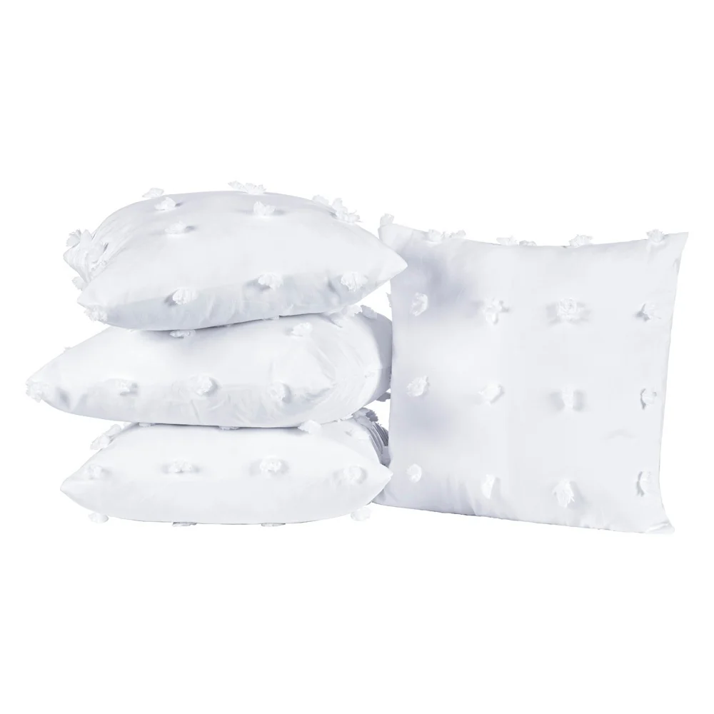 Kit 04 Capas De Almofada Poppy Pompom Com Zíper 45cm X 45cm - Capas 3D em Micropercal 300 Fios