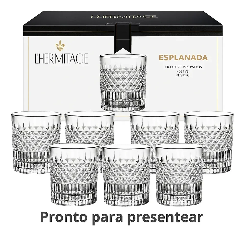 Jogo 6 Copos Vidro Baixo L'Hermitage Esplanada 310ml Whisky