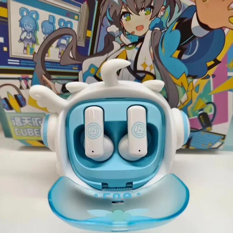 Fone de Ouvido Bilibili Oficial Luo Tianyi: Caixa Surpresa com Base de Carregamento e Personagem de Anime Fofo – Presente para Fãs