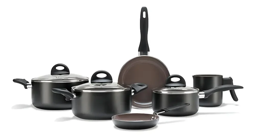 Jogo Panelas Revest Cerâmica Smart Plus 6pcs Preto Brinox