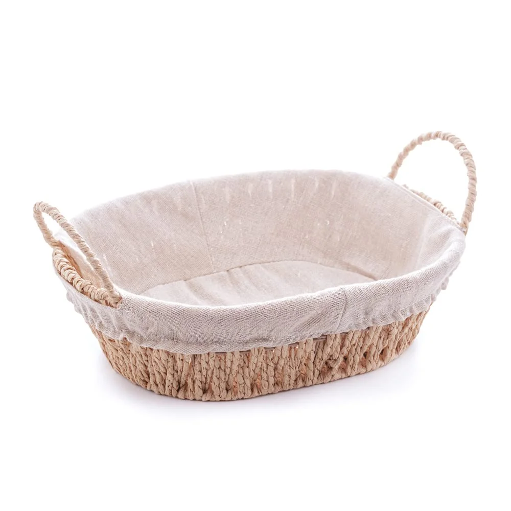 WOLFF - Cesta Oval com Alça em Papel com Forro em Tecido 30,5cm x 21cm x 12cm