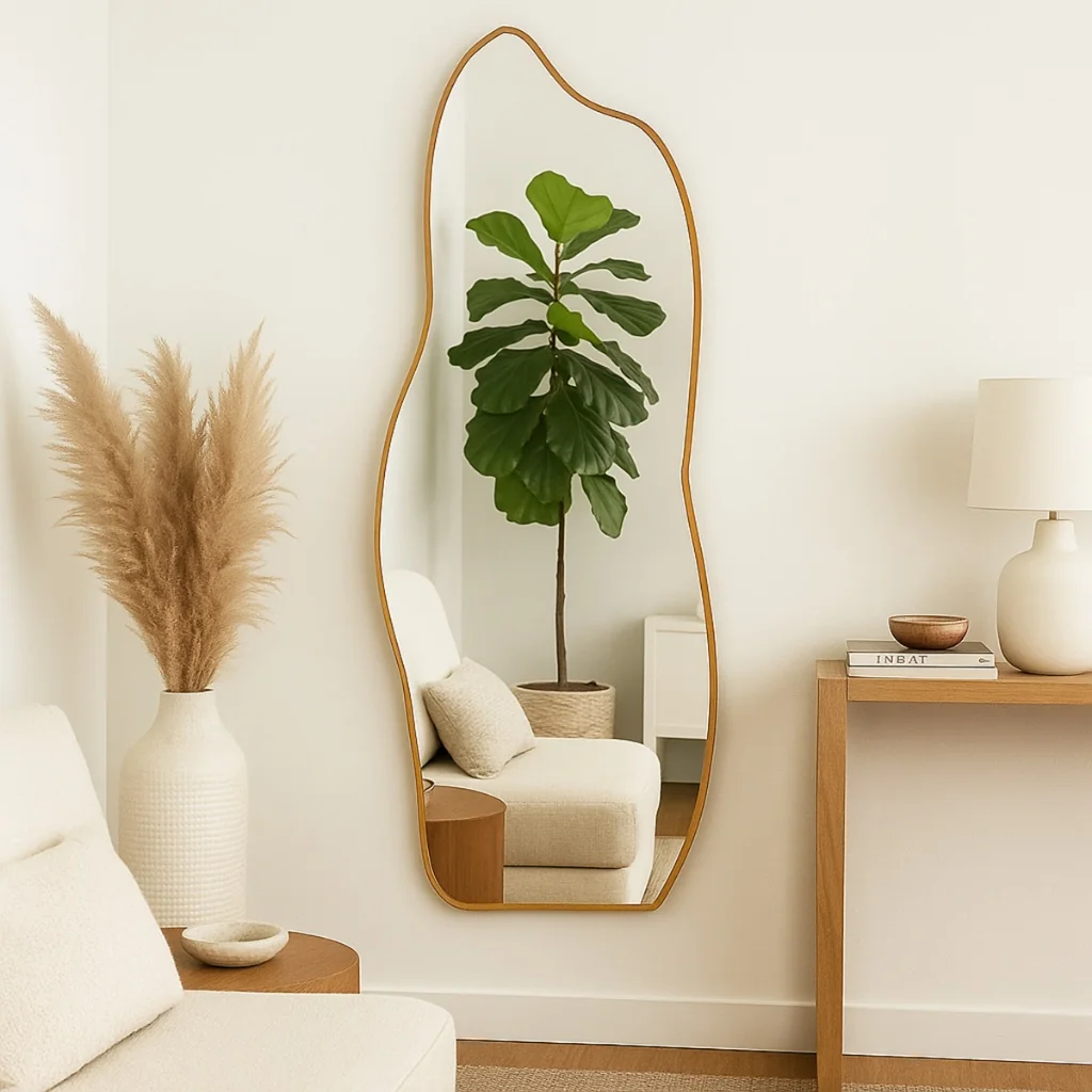 Espelho Orgânico Corpo Inteiro Grande 160x70cm Modelo Fogo Decorativo Para Sala Quarto