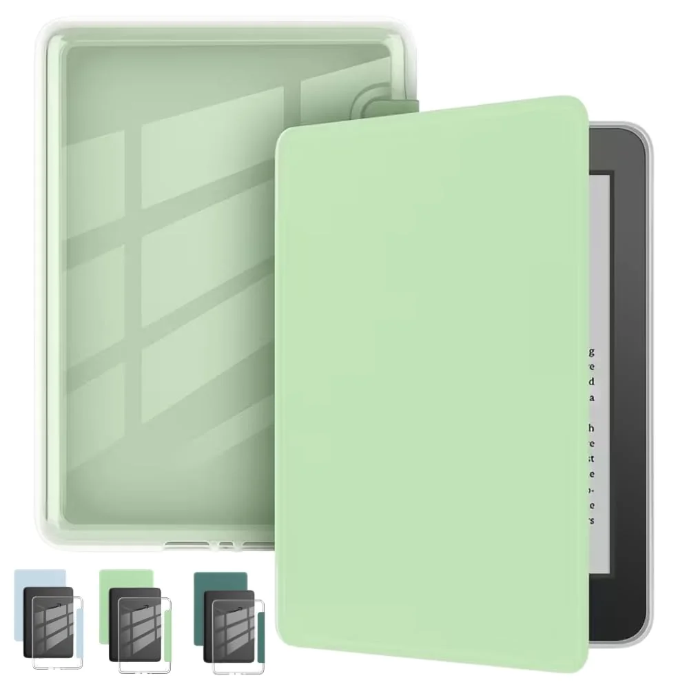 Capa Para Kindle 11ª Geração 2024 e 2022 (C2V2L3 e RS23CV) 6 Polegadas Acrílico Sistema de Hibernação - Fechamento Magnético (Verde Claro)