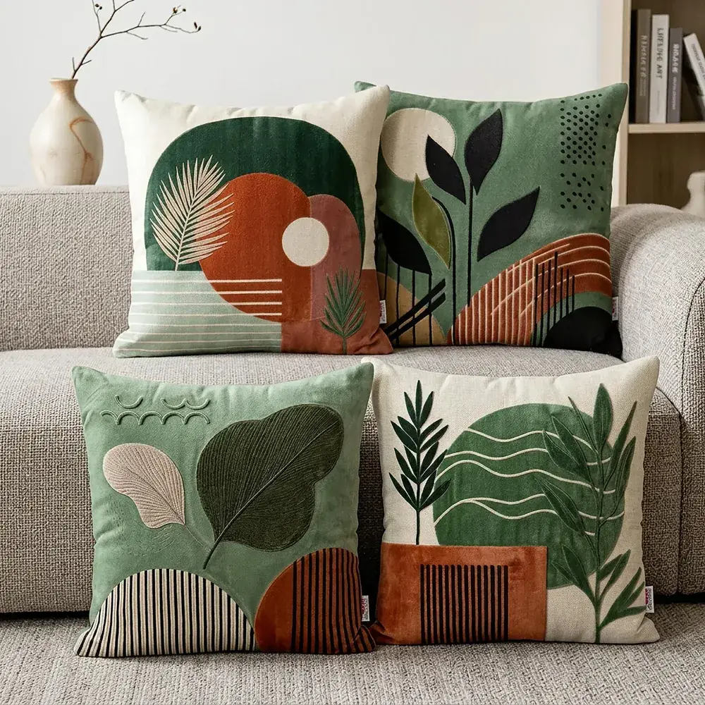 Kit 4 Capas De Almofadas Decorativas Floral Para Sofá 40x40