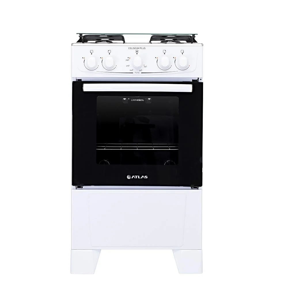 Fogão Atlas 4 Bocas Mesa de Inox Coliseum Plus Branco