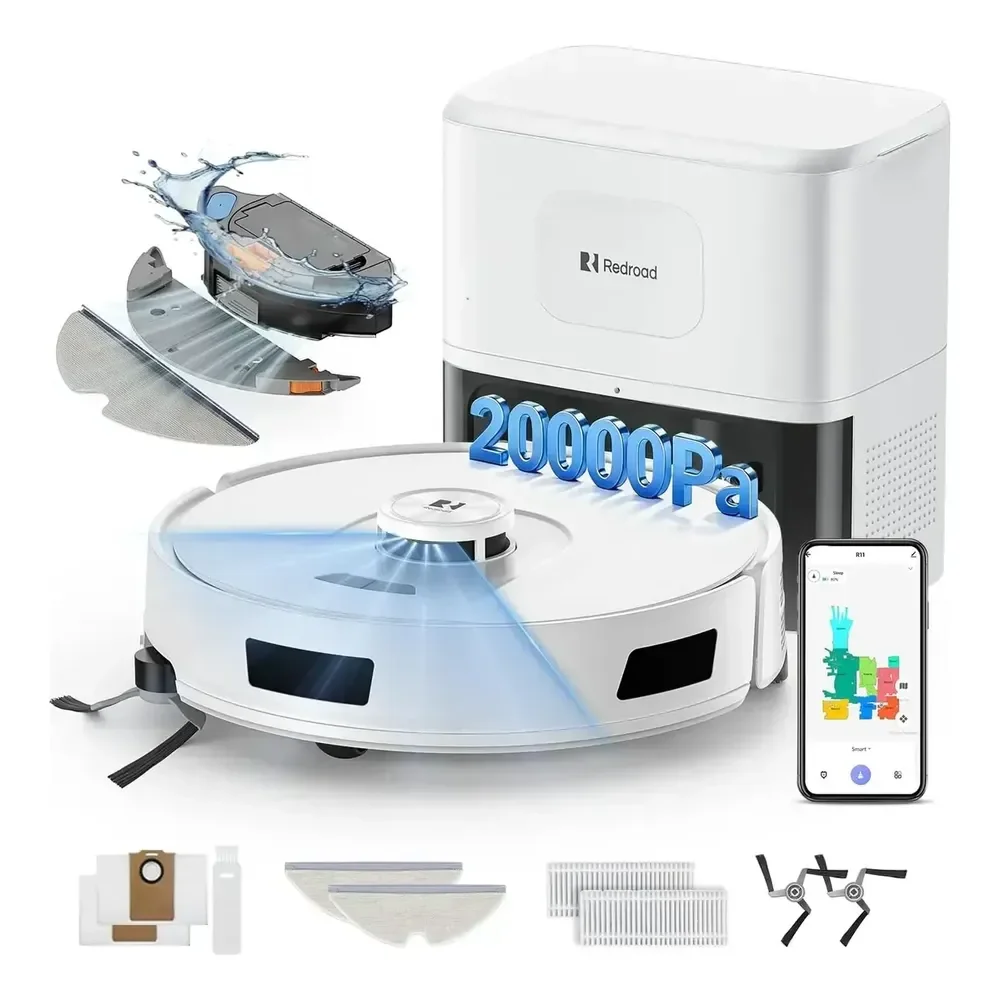 Robô Aspirador Inteligente Redroad R11 Estação Wi-fi 3 Em 1 Branco 127v