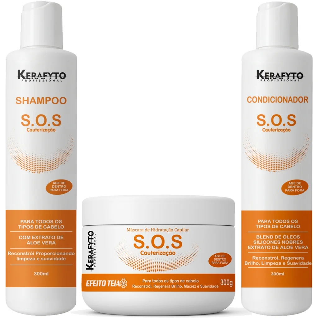 ✨ Kit SOS Cauterização Kerafyto Profissional - Reconstrução para cabelos quimicamente tratados