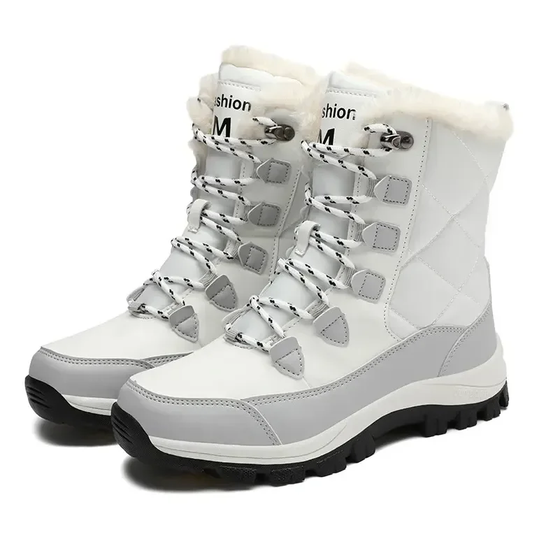 Bota Feminina Neve Impermeável Antiderrapante White Geométrico 8.5 Us