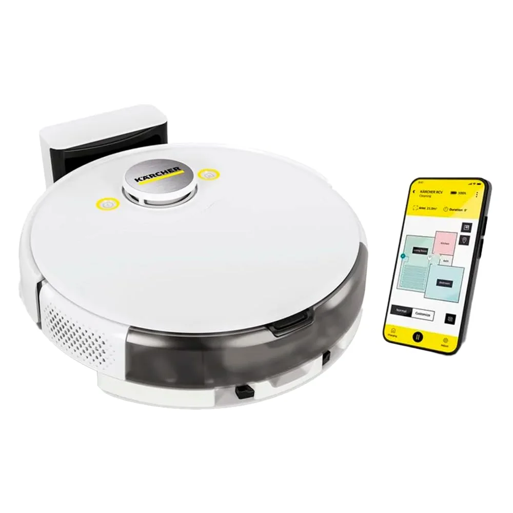 Kärcher Robô Aspirador de Pó RCV 5 com Mapeamento Inteligente, Aspira e Passa Pano.Controle via Aplicativo.Autonomia 120 min. Navegação a Laser LiDAR, Laser Duplo e Inteligência Artificial - Bivolt