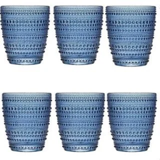 Jogo 6 Copos de Vidro Pérola Luxo 300ml Água Suco 4 cores