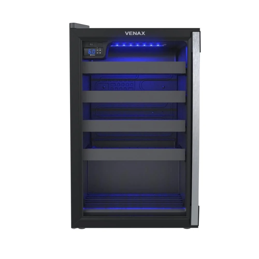 Adega Piubella 100L - 24 Garrafas - Preto Fosco - Venax - 127v - Porta Invertida