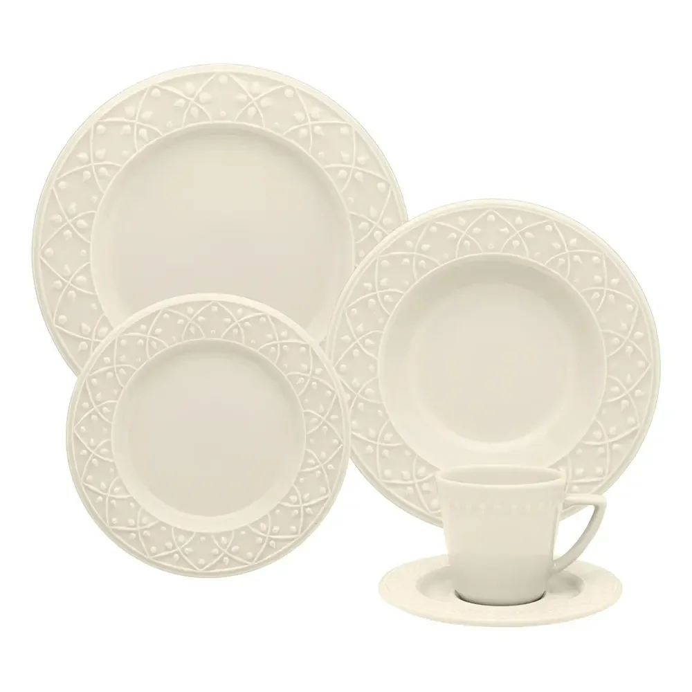 Aparelho De Jantar E Chá 30 Peças Mendi Marfim Oxford cor Branco