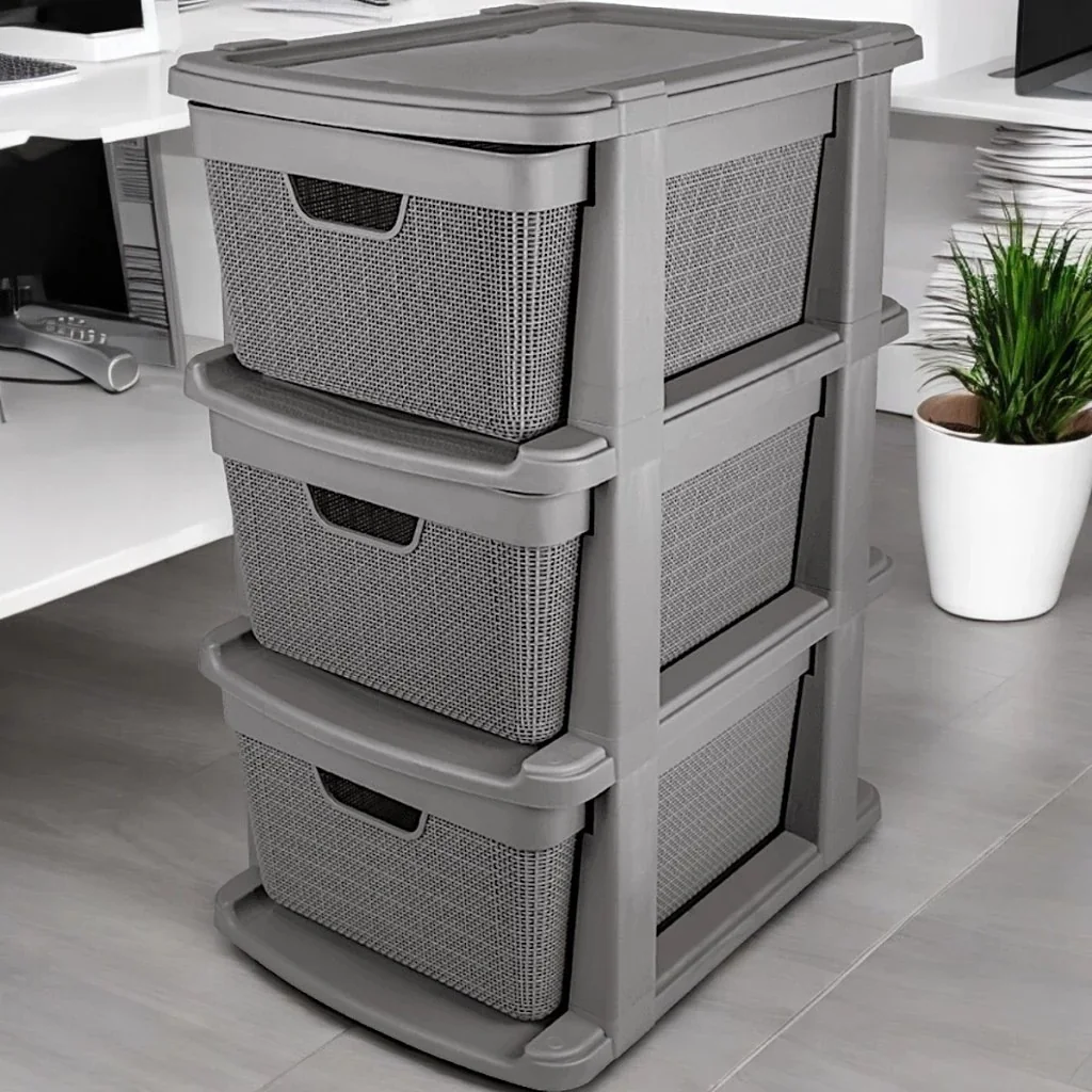 Gaveteiro Organizador de Chão em Plástico Com 3 Gavetas 15 litros Resistente Para Organização Jaguar