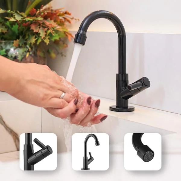 Torneira de Banheiro Preta de Bancada em ABS para Cuba Pia Lavatório Lavabo Black Matte