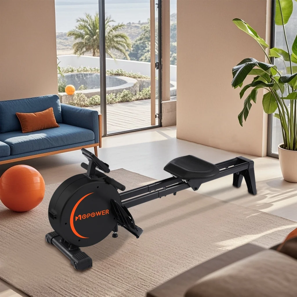 Aparelho de Remo Ergométrico Dobrável - Resistência Magnética 8 Níveis, Design Compacto