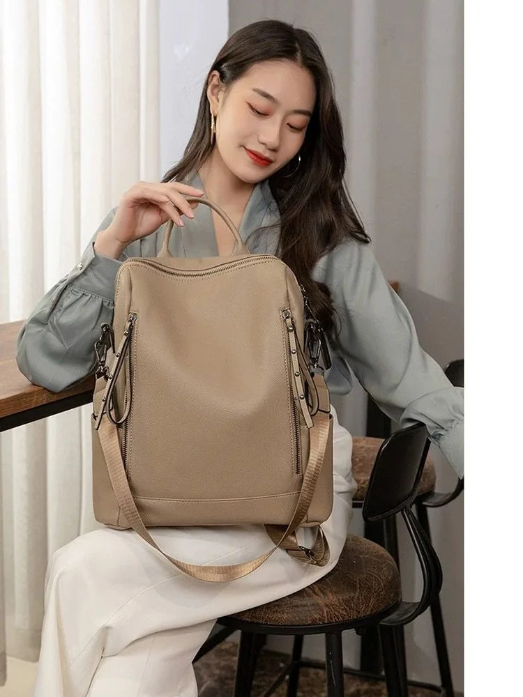 Bolsa Mochila Grande De Ombro e Transversal Feminina De Couro Sofisticada Elegante PU M2356 VT