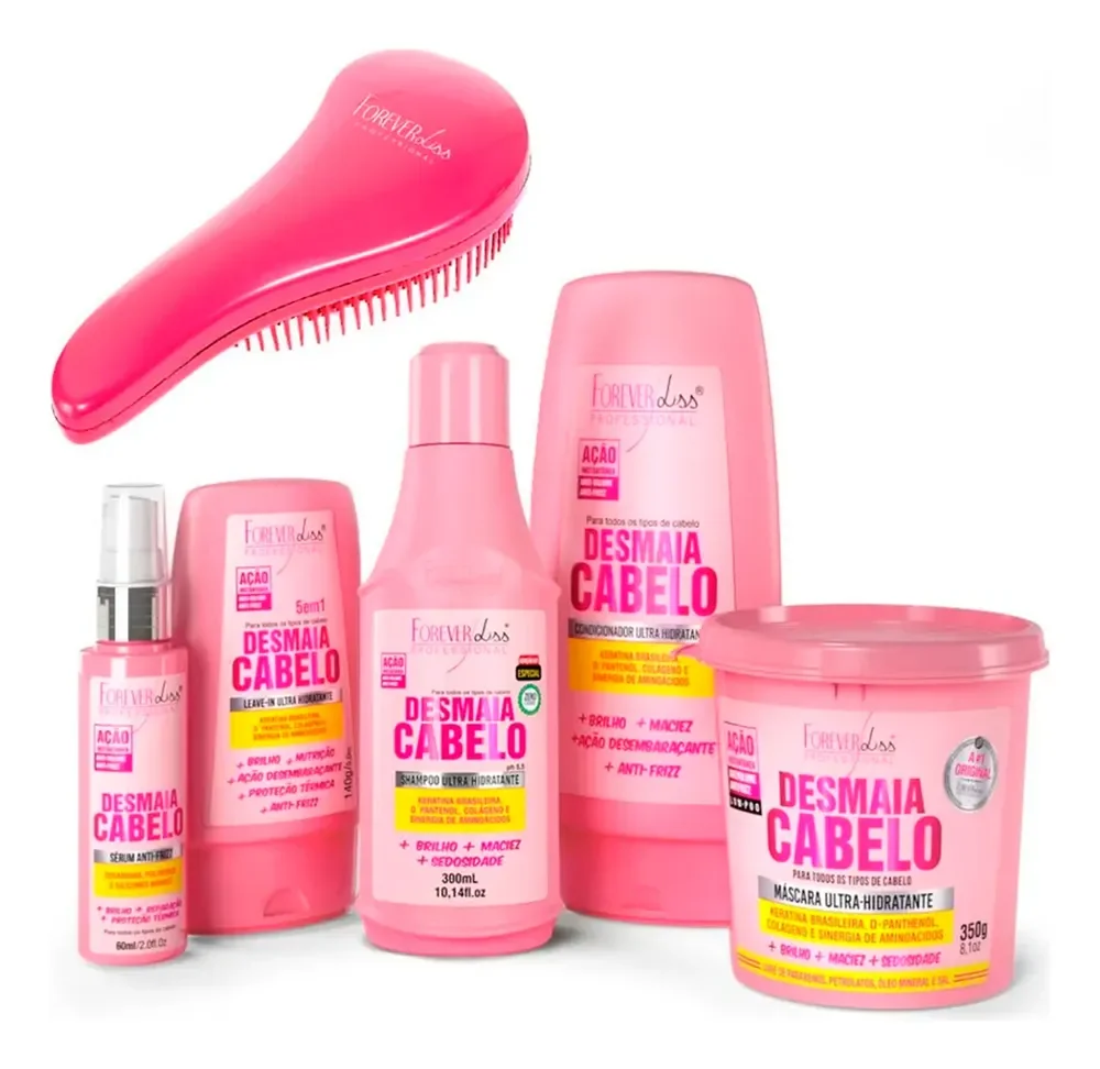 Kit Desmaia Cabelo Completo Forever Liss E Escova P/ Cabelo