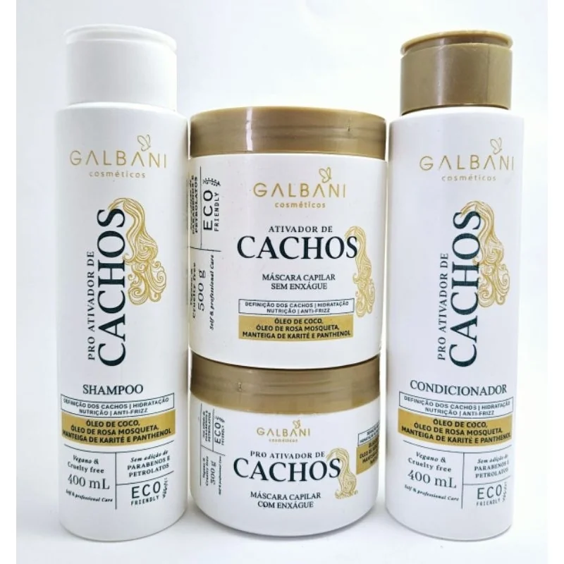 Kit Ativador De Cachos Com Manteiga De Karité 4 Produtos Hidratação Definição Dos Cachos Anti-Frizz