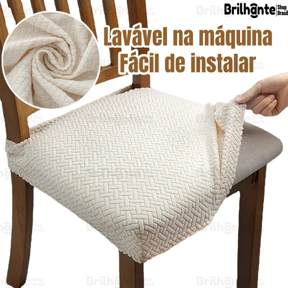 Capas Para Cadeiras Jantar Camurça Luxo 100% Impermeável Elástica Ajuste Contra Líquidos Manchas Estilo Moderno Elegante