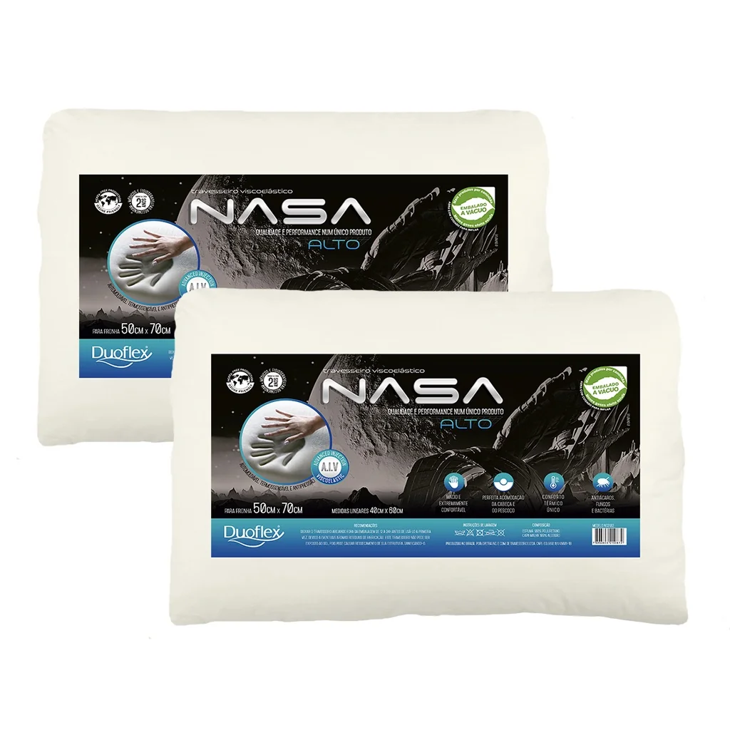 Kit 2 Travesseiros NASA-X Alto Viscoelástico - Duoflex