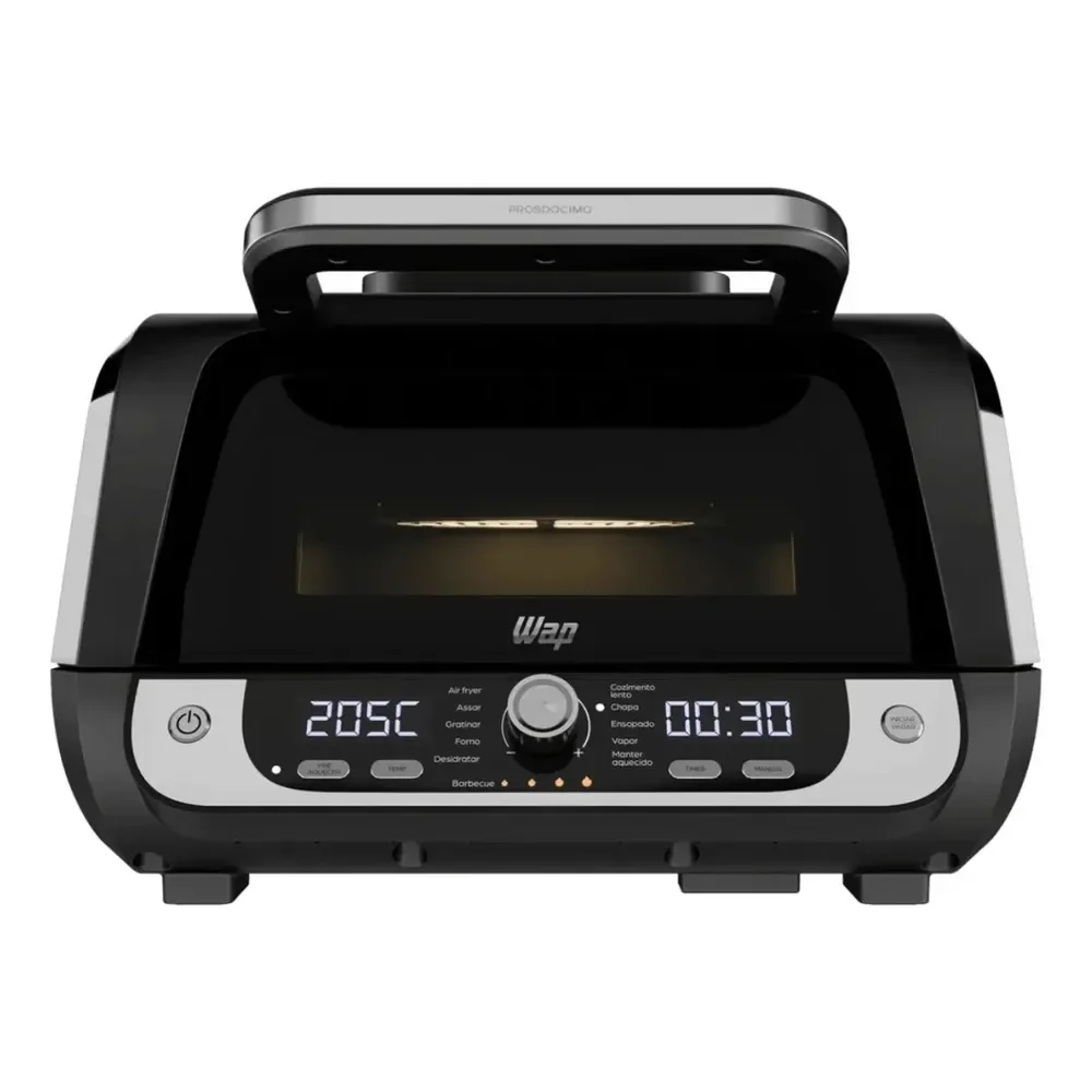 Fritadeira Elétrica Air Fryer WAP Cozinha Barbecue com Painel Digital e 12 Funções Preto e cinza