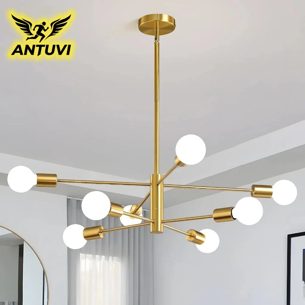8 Lâmpadas Dourado Luminárias De Teto Lustre Sala Moderno