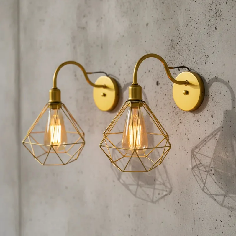 Luminária de Parede Arandela Retro Diamante Aramado Moderno Casa Varanda Area Gourmet