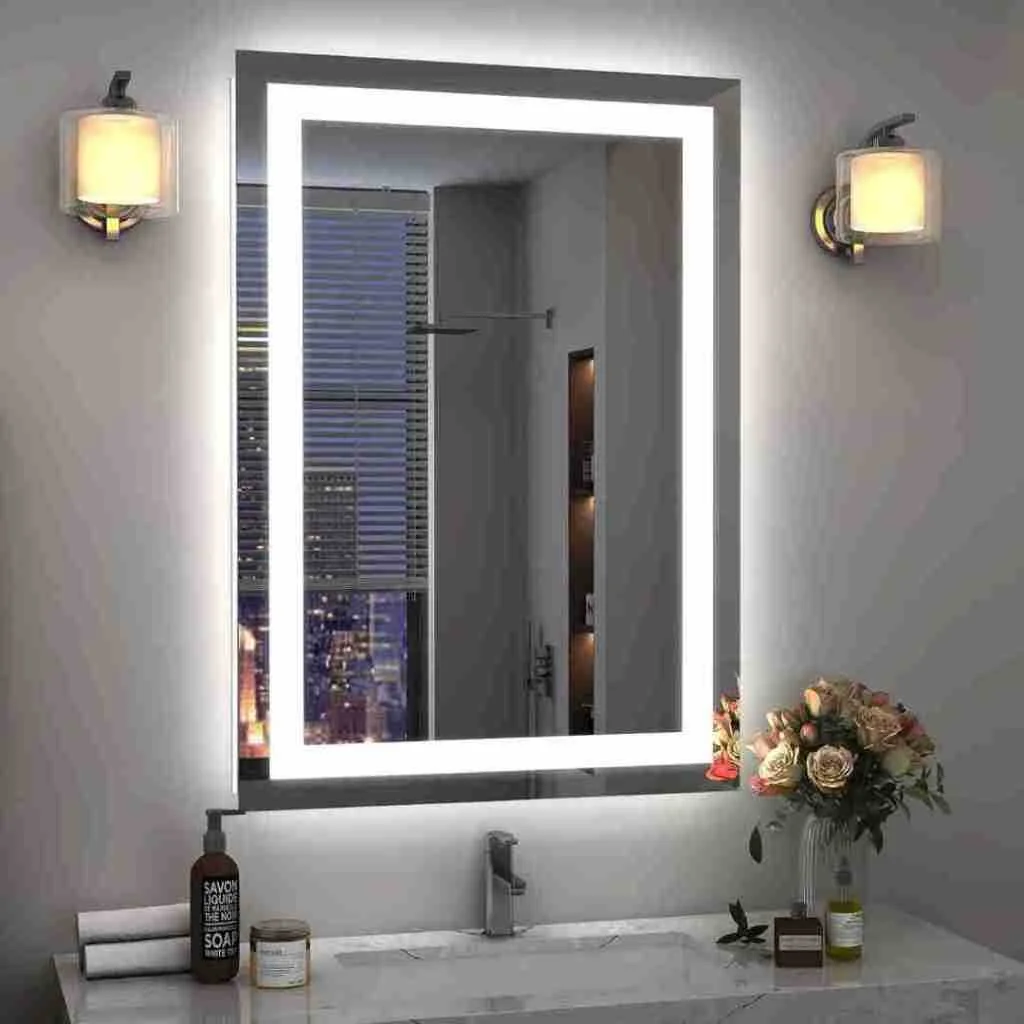 Espelho LED Retangular 80x50 cm Jateado | Espelho para Banheiro Lavabo Penteadeira